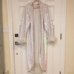 Long Sequin kimono jacket with hood